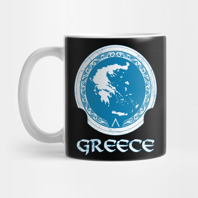 Greek Map on Spartan Shield by NicGrayTees